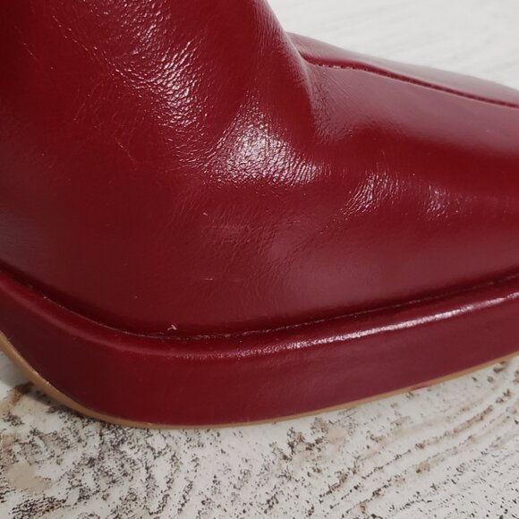 Steve Madden Freya Red Wine Leather Platform Bootie Women's Size 6M - Picture 5 of 10